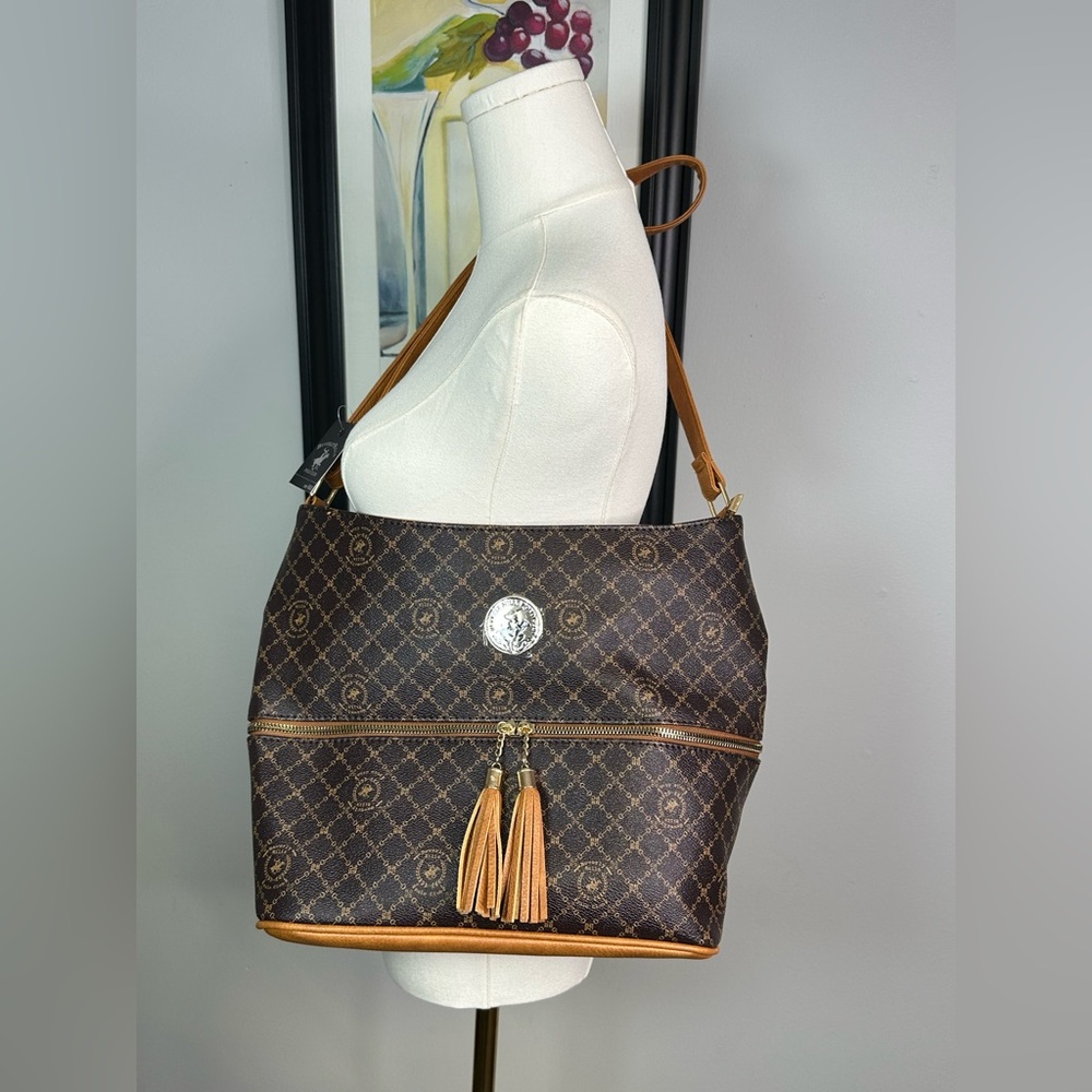 Beverly Hills Polo Club Women's Crossbody Bag Shoulder Brown Vegan Friendly